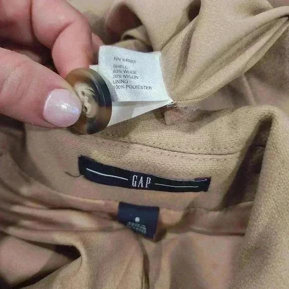The Gap Beige Wool Blend Coat Toggle Buttons Size Small - Picture 4 of 6